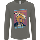 Ghandi Parody Gangsta Rap Music Hip Hop Mens Long Sleeve T-Shirt Charcoal