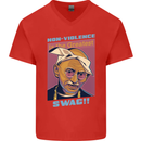 Ghandi Parody Gangsta Rap Music Hip Hop Mens V-Neck Cotton T-Shirt Red