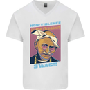Ghandi Parody Gangsta Rap Music Hip Hop Mens V-Neck Cotton T-Shirt White