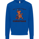 Gingerbread Man Unicorn Christmas Mens Sweatshirt Jumper Royal Blue