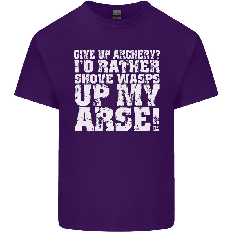 Give up Archery? Funny Offensive Archer Mens Cotton T-Shirt Tee Top Purple