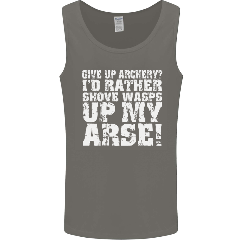 Give up Archery? Funny Offensive Archer Mens Vest Tank Top Charcoal