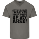 Give up Darts? Player Funny Mens V-Neck Cotton T-Shirt Charcoal