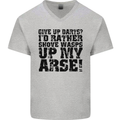 Give up Darts? Player Funny Mens V-Neck Cotton T-Shirt Sports Grey