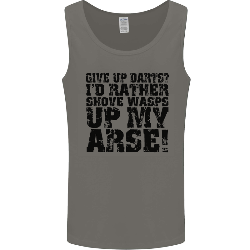 Give up Darts? Player Funny Mens Vest Tank Top Charcoal