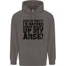 Give up Footy? Football Player Mens 80% Cotton Hoodie Charcoal