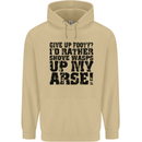 Give up Footy? Football Player Mens 80% Cotton Hoodie Sand