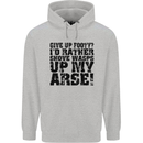 Give up Footy? Football Player Mens 80% Cotton Hoodie Sports Grey