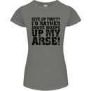 Give up Footy? Football Player Womens Petite Cut T-Shirt Charcoal