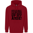 Give up Golf? Funny Golfing Golfer Mens 80% Cotton Hoodie Red