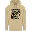 Give up Golf? Funny Golfing Golfer Mens 80% Cotton Hoodie Sand