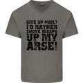 Give up Pool? Player Funny Mens V-Neck Cotton T-Shirt Charcoal