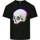 Glitch Skull Gothic Biker Heavy Metal Rock Kids T-Shirt Childrens Black