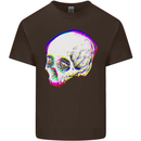 Glitch Skull Gothic Biker Heavy Metal Rock Kids T-Shirt Childrens Chocolate