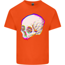 Glitch Skull Gothic Biker Heavy Metal Rock Kids T-Shirt Childrens Orange
