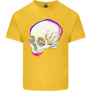 Glitch Skull Gothic Biker Heavy Metal Rock Kids T-Shirt Childrens Yellow