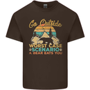 Go Outside Funny Camping Hiking Trekking Mens Cotton T-Shirt Tee Top Dark Chocolate