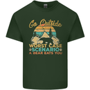 Go Outside Funny Camping Hiking Trekking Mens Cotton T-Shirt Tee Top Forest Green