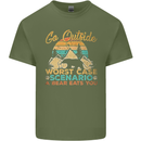 Go Outside Funny Camping Hiking Trekking Mens Cotton T-Shirt Tee Top Military Green