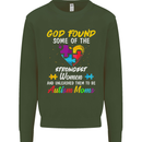 God Found Autism Moms Autistic ASD Mens Sweatshirt Jumper Forest Green