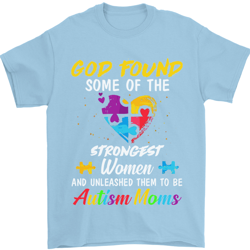 God Found Autism Moms Autistic ASD Mens T-Shirt Cotton Gildan Light Blue