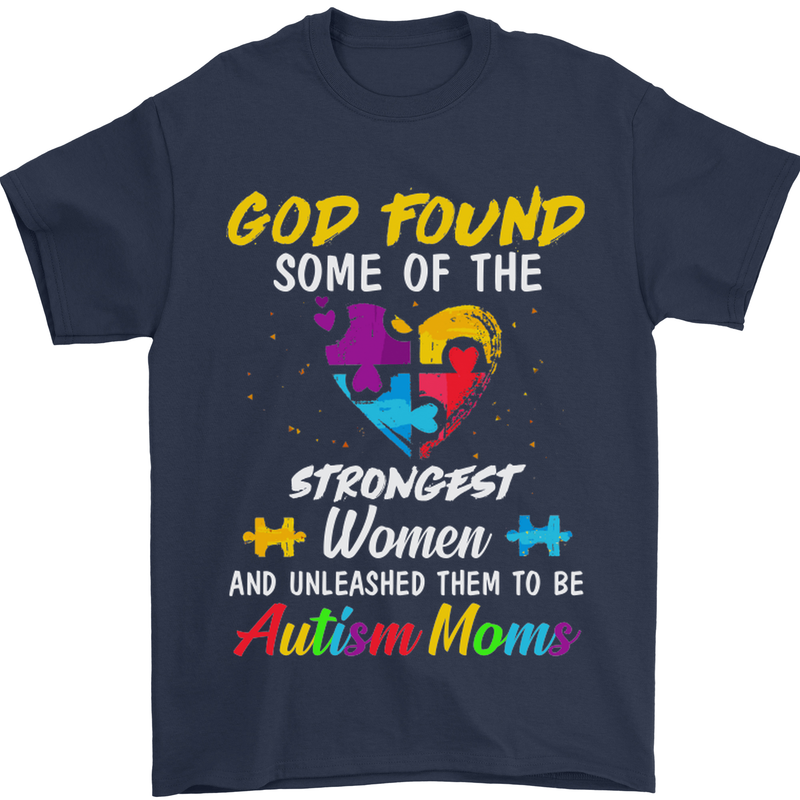 God Found Autism Moms Autistic ASD Mens T-Shirt Cotton Gildan Navy Blue