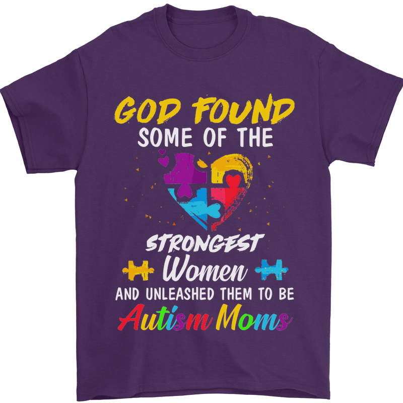 God Found Autism Moms Autistic ASD Mens T-Shirt Cotton Gildan Purple
