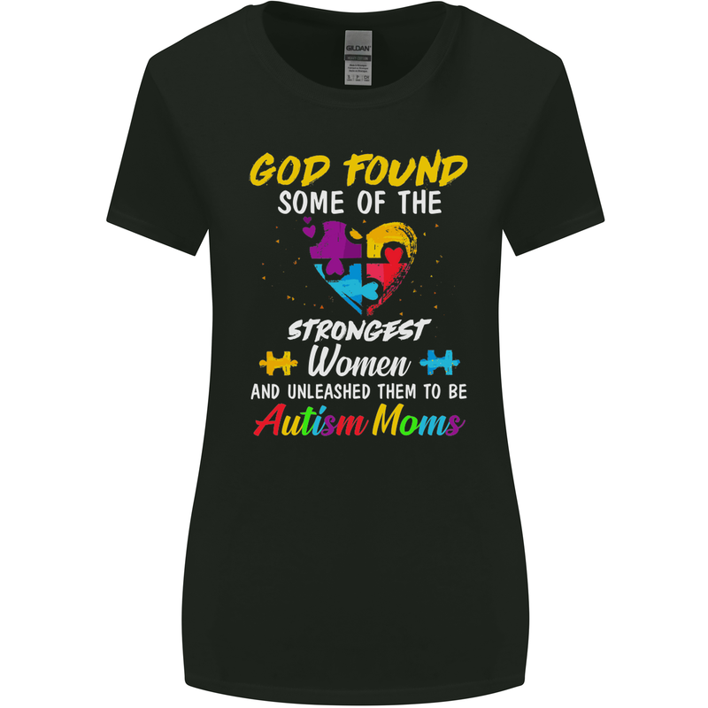 God Found Autism Moms Autistic ASD Womens Wider Cut T-Shirt Black