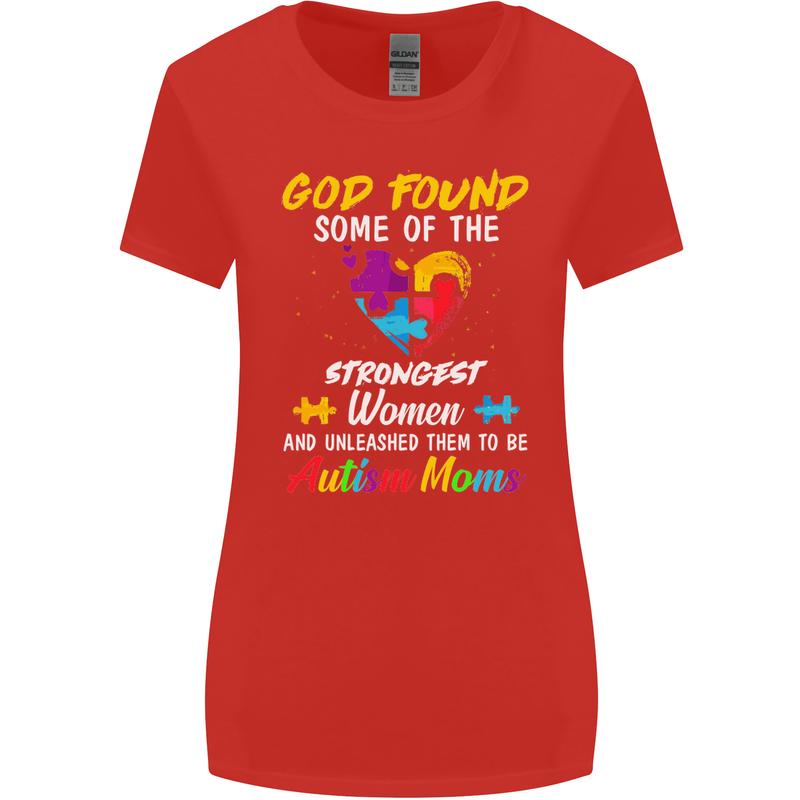 God Found Autism Moms Autistic ASD Womens Wider Cut T-Shirt Red