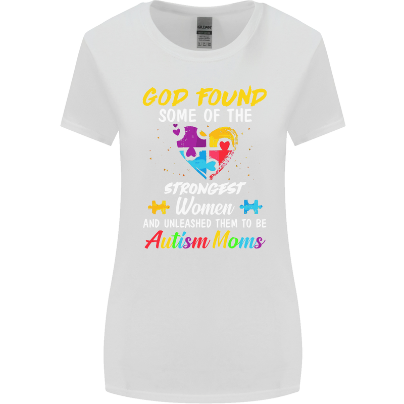 God Found Autism Moms Autistic ASD Womens Wider Cut T-Shirt White