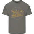 Gold Locomotive Steam Engine Train Spotter Mens Cotton T-Shirt Tee Top Charcoal