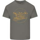 Gold Locomotive Steam Engine Train Spotter Mens Cotton T-Shirt Tee Top Charcoal