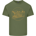 Gold Locomotive Steam Engine Train Spotter Mens Cotton T-Shirt Tee Top Military Green
