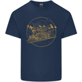 Gold Locomotive Steam Engine Train Spotter Mens Cotton T-Shirt Tee Top Navy Blue