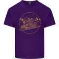 Gold Locomotive Steam Engine Train Spotter Mens Cotton T-Shirt Tee Top Purple