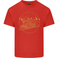 Gold Locomotive Steam Engine Train Spotter Mens Cotton T-Shirt Tee Top Red