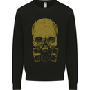 Gold Skull Gas Mask Biker Gothic Mens Sweatshirt Jumper Black