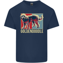 Goldendoodle Dog Art Mens Cotton T-Shirt Tee Top Navy Blue