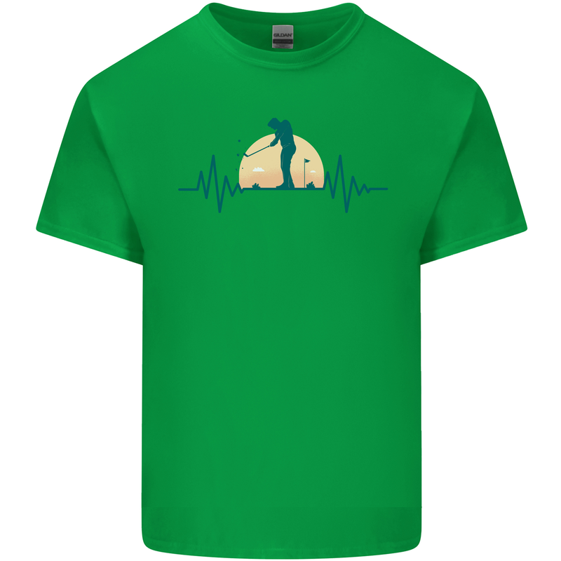 Golf Heartbeat Pulse Mens Cotton T-Shirt Tee Top Irish Green