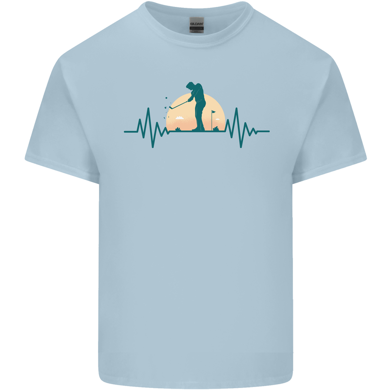 Golf Heartbeat Pulse Mens Cotton T-Shirt Tee Top Light Blue