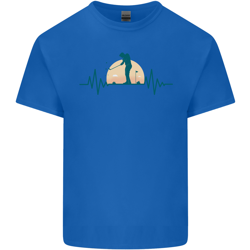 Golf Heartbeat Pulse Mens Cotton T-Shirt Tee Top Royal Blue