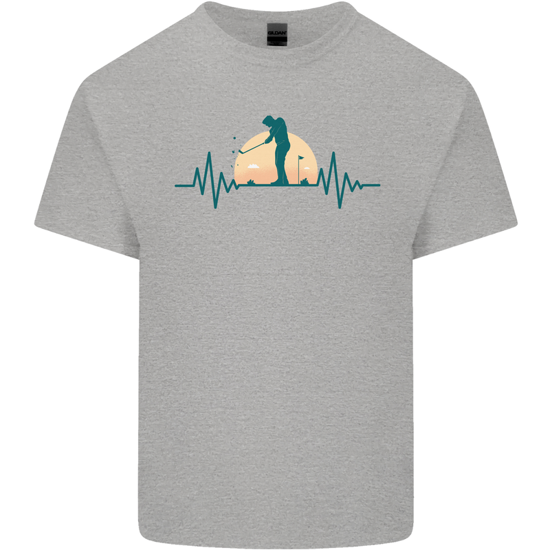 Golf Heartbeat Pulse Mens Cotton T-Shirt Tee Top Sports Grey