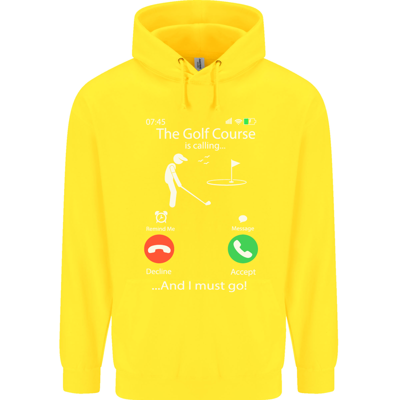 Golf Is Calling Golfer Golfing Funny Childrens Kids Hoodie Yellow
