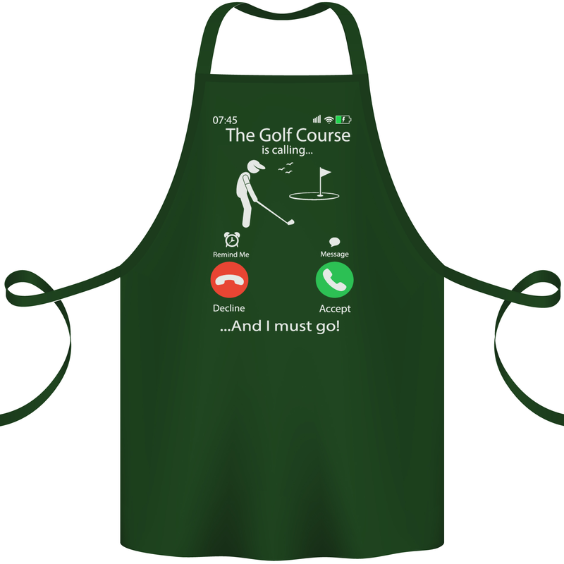 Golf Is Calling Golfer Golfing Funny Cotton Apron 100% Organic Forest Green