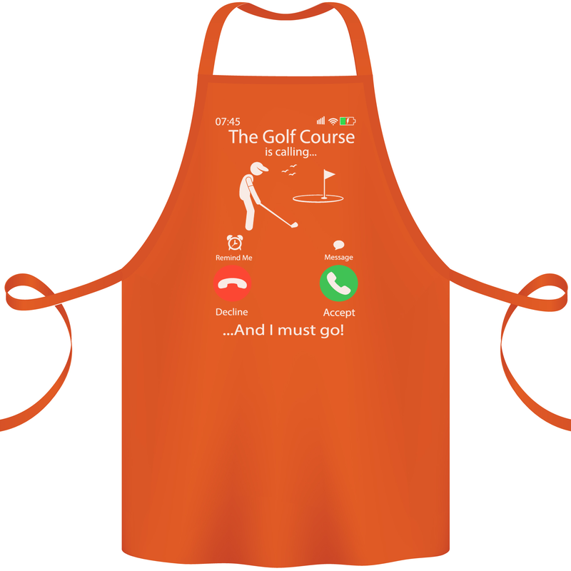 Golf Is Calling Golfer Golfing Funny Cotton Apron 100% Organic Orange