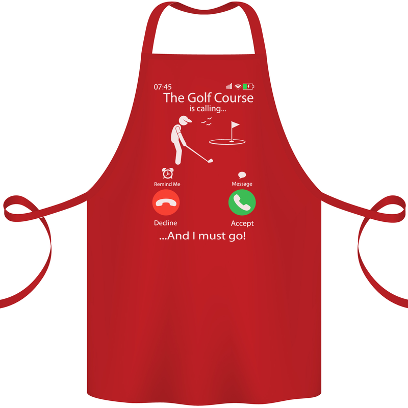 Golf Is Calling Golfer Golfing Funny Cotton Apron 100% Organic Red