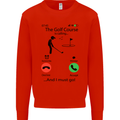 Golf Is Calling Golfer Golfing Funny Kids Sweatshirt Jumper Bright Red