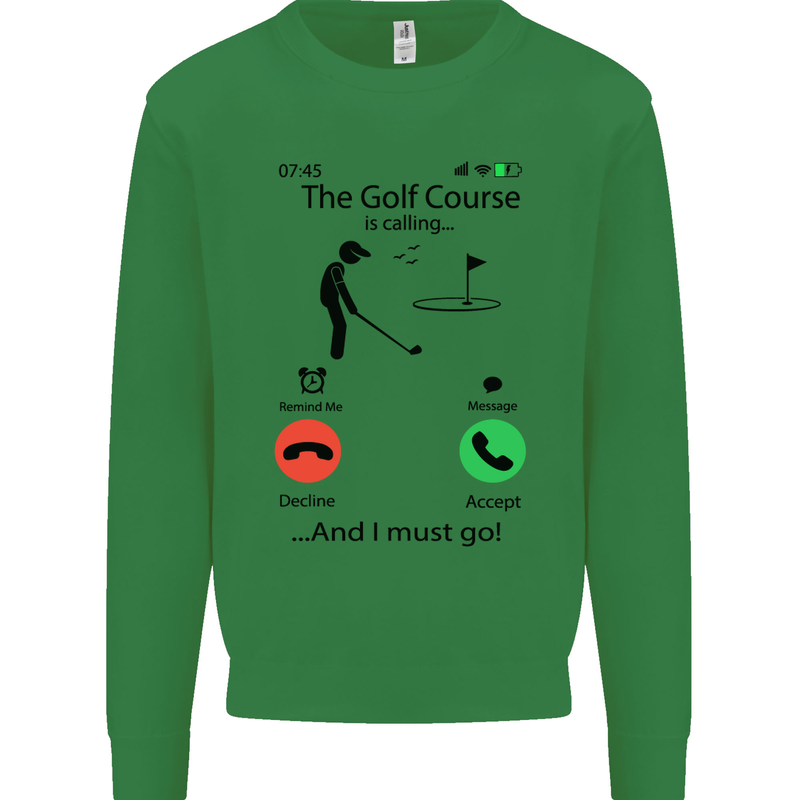 Golf Is Calling Golfer Golfing Funny Kids Sweatshirt Jumper Irish Green