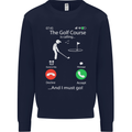 Golf Is Calling Golfer Golfing Funny Kids Sweatshirt Jumper Navy Blue