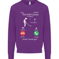 Golf Is Calling Golfer Golfing Funny Kids Sweatshirt Jumper Purple